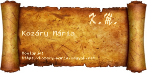 Kozáry Mária névjegykártya